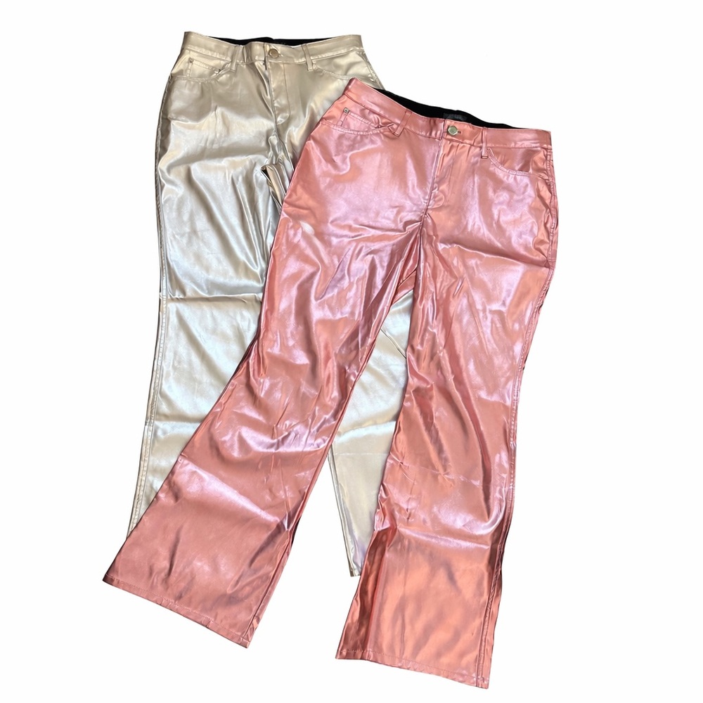 Wild Fable Metallic Faux Leather Pants Set Pink & Silver Y2K. 2 pair bundle